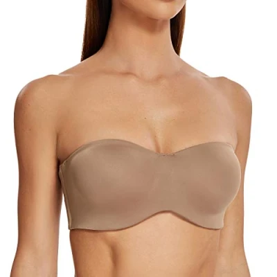 Imagen de MELENECA Sujetador con Aros sin Relleno Reductor Tirantes Bandeau para Mujer Marrón 105B