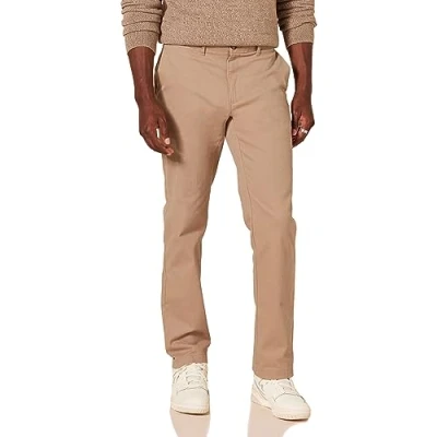 Imagen de Amazon Essentials Pantalones Chinos de Pitillo, elásticos, Informales Hombre, Marrón Caqui Oscuro, 33W / 30L