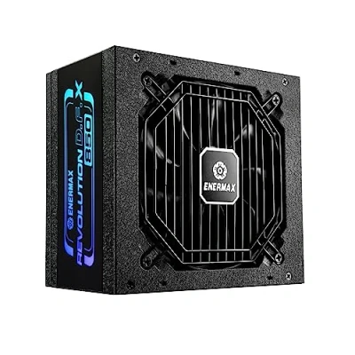 Imagen de ENERMAX Revolution D.F. x ARGB ATX3.0 PCI e 5.0 Compact Gaming &amp; Streaming PC Power Supply 850W 80Plus Gold (Full Modular, 2 12VHPWR, Semi Fanless), ERT850EWT, Black