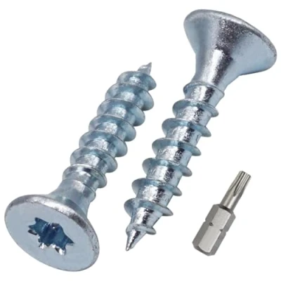 Imagen de SKIR&#039;CO (50 unidades) tornillos para madera de acero galvanizado 5,0 x 25 mm, cabeza Torx, avellanada, aglomerado, totalmente roscados