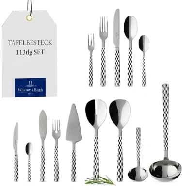 Imagen de Villeroy &amp; Boch Boston Cubertería para hasta 12 Personas, Cristal 490 x 340 180 mm, 113 Piezas