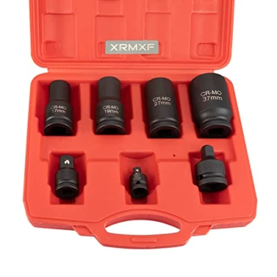 Imagen de XRMXF Juego de 7 Herramientas Llaves Impacto 3/4 Hexagonales, 17, 19, 27, 37 mm, Adaptador Llave Impacto, 1/2&#039;&#039; a 3/8&#039;&#039;, 3/4&#039;&#039;, 3/4&#039;&#039;