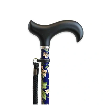 Imagen de KMINA Pro Bastones para Mayores, Bastón Extensible Caminar Ancianos Regulable, Mayores Mujer Extensible, Mujeres, Flores Azul.