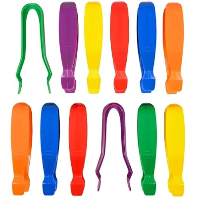 Imagen de edxeducation Pinzas jumbo Juego de 12 A partir 18 meses 6 colores plástico para niños pequeños habilidades motoras finas y contenedores sensoriales