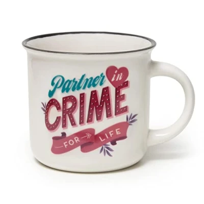 Imagen de Legami CUP0052 Cup Puccino, taza de porcelana New Bone China, tema Partner in Crime, Take a Break Collection, capacidad 350 ml, lavable en lavavajillas, apto para microondas