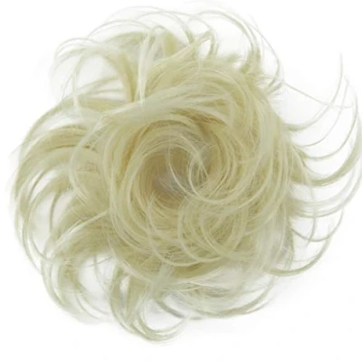 Imagen de CAISHA Coletero Chloe Pedazo De Cabello Rizado Moño Blanco Rubio HG4a