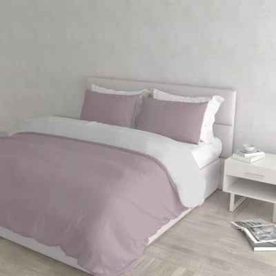 Imagen de Italian Bed Linen Natural Doble Color y Funda de Almohada, 100% Algodón, Rosa mistica/Gris Claro, CP NC Antico/Grigio chiaro 2P