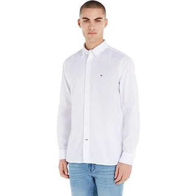 Imagen de Tommy Hilfiger Hombre Camisa Core Flex Manga Larga, Blanco (White), XXL