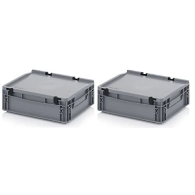 Imagen de 2 recipientes europeos de 40 x 30 13,5 cm con tapa bisagra, incluye metro plegable