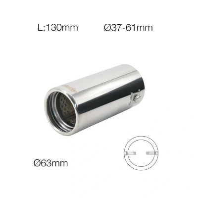 Imagen de Simoni Racing TRX/103 Cola de Escape 63mm redondo, recto Acero fino 130mm