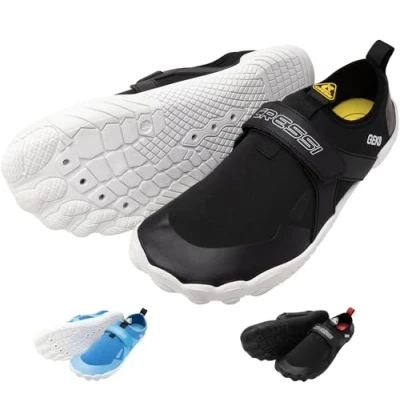 Imagen de CRESSI Geko Shoes Black/White 46 Zapato de Playa Ideal para una Experiencia Inmersiva en el Medio Acuático con Conexión Directa al Fondo Marino, Unisex Adult, Negro/Blanco