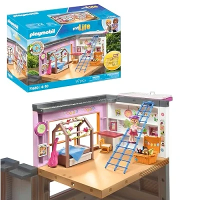 Imagen de PLAYMOBIL myLife 71610 Habitación de los niños, Incluye una Figura, Hechos más del 80% Materiales reciclados y Base biológica, Juguetes para niños niñas a Partir 4 años