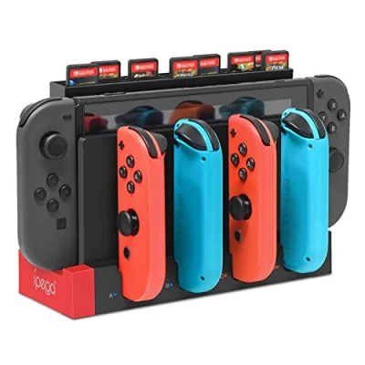 Imagen de FYOUNG Cargador compatible con Joy para Switch &amp; OLED Model ranura tarjeta de juego, 4 en 1 soporte estación carga mandos indicador LED