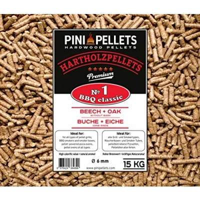 Imagen de PINI pellets de Madera Dura №1 BBQ Classic 15 Kg Gránulos Parrilla para Asar, Fumar, también hornos Pizza operados con
