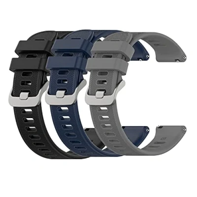Imagen de Meiruo 20mm Silicona Reemplazo Correa para Garmin Forerunner 158/Forerunner 55/Forerunner 245/Garmin Venu/Garmin vivomove 3 (Set 3)