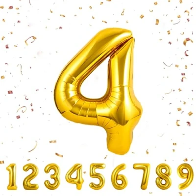 Imagen de Globos de Cumpleãnos 4 Dorado,101 CM Globo Numeros Gigantes Grandes Decoracion,Globo Numero 4,Globos Niño Niña Adultos,Vuelan con Helio…