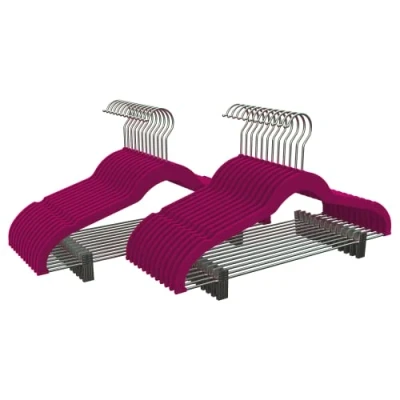 Imagen de COM FORT HOUSE Percha Terciopelo con Pinzas Color Morado Antideslizantes y Resistentes Perchas para Ropa Ideal Chaquetas, Pantalones o Blusas 24 Unidades