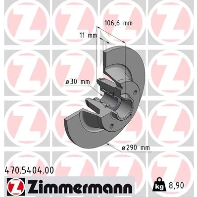 Imagen de ZIMMERMANN 470.5404.00 Disco de freno 290 11 5/5 5 114 macizo con cojinete rueda, anillo sensor ABS, tapa contra salpicaduras, tuerca