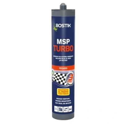 Imagen de BOSTIK MSP TURBO Blanco, Adhesivo de Agarre Inmediato en 3 Segundos, Optimo para Pegado Vertical, Interior y Exterior, Cartucho 290 ml