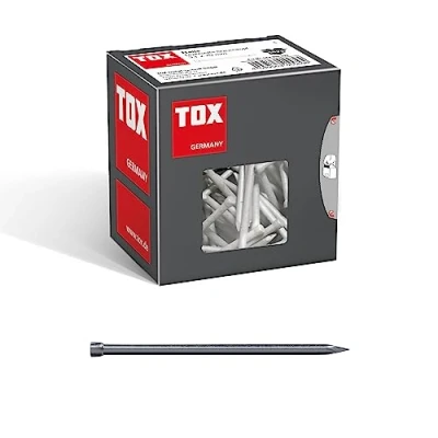 Imagen de TOX Clavos de alambre 3,1x70 mm con cabeza recalcado para fijaciones casi invisibles en madera, uso universal interiores y exteriores, acero brillante, 400 g cartón, 063100209