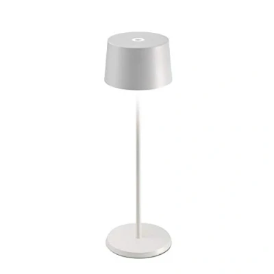 Imagen de Zafferano Olivia Lámpara Led de Mesa Regulable, Protección IP65, Uso Interior/Exterior, Cargador Micro USB, H35.5cm, Enchufe la UE Blanco