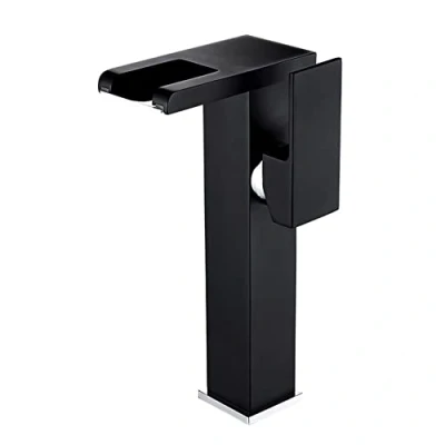Imagen de LED Cascada Grifo De Baño Lavabo Estilo Moderno Latón Monomando Alto Mezclador Agua Fria Y Caliente Disponible, Cuenca, Negro