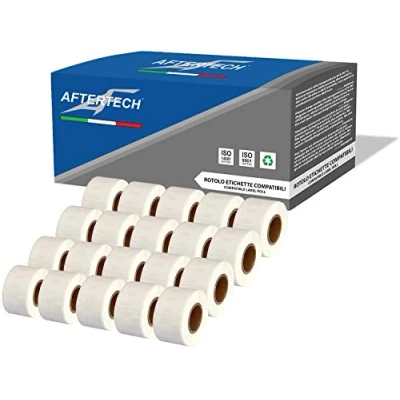 Imagen de Aftertech 20 x 99010 28 89 mm Rollos de etiquetas adhesivas compatibles (130 etiquetas/rollo = 2600 totales) para Dymo LabelWriter Seiko SLP etiquetadoras impresoras S0722370