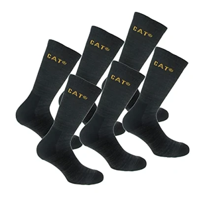 Imagen de Caterpillar Boot Socks 6 pares de calcetines algodón elástico, puntera y talón reforzados, adecuados para botas (Negro, 43 46)