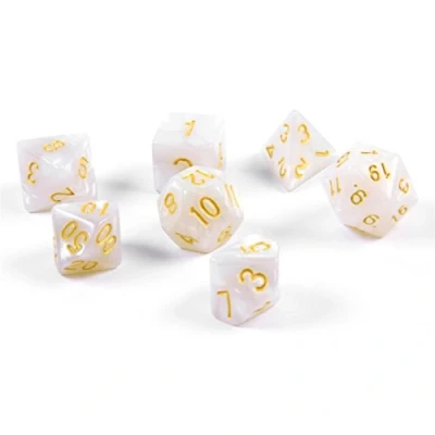Imagen de shibby 7 Dados poliédricos para Juegos de rol y Mesa en Blanco con Bolsa