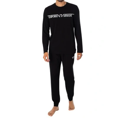 Imagen de Emporio Armani MEGALOGO Long Pajamas Conjunto de Pijama, Nero, M los Hombres