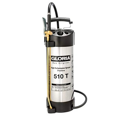 Imagen de GLORIA 510 T Profiline Pulverizador de alto rendimiento, acero inoxidable, 10 l, 6 bar, resistente al aceite, color blanco y negro