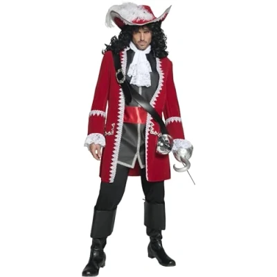 Imagen de Smiffys Disfraz de auténtico capitán pirata, con chaqueta, pantalones, top cinturón unido y corbata