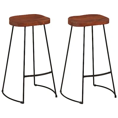 Imagen de vidaXL 2X Taburetes de Bar Gavin Cocina Comedor Sala Estar Salón Silla Alta Asiento Bistró Patio Casa Mueble Madera Maciza Mango