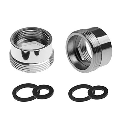 Imagen de 2 adaptadores de grifo metal, rosca hembra 24 mm a macho 22 mm, conector aireador latón para baño y cocina