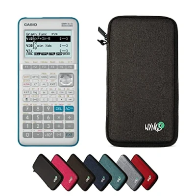 Imagen de Calcuso Paquete de ahorro para Casio Graph 35+EII (incluye funda protectora WYNGS gris oscuro + garantía ampliada