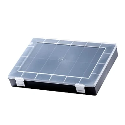 Imagen de Hünersdorff caja clasificadora robusta (PP Classic)con división fija de compartimentos (12 compartimentos), dimensiones la clasificadora: D225 x A335 H55 mm, negro,