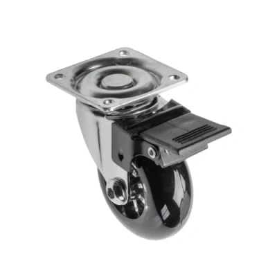 Imagen de GTV Rodillo para muebles BRAZYLIA con bloqueo Ruedas giratorias Acero/PC/PU Diámetro 50 mm 360 grados Carga total por rollo 40 kg Negro