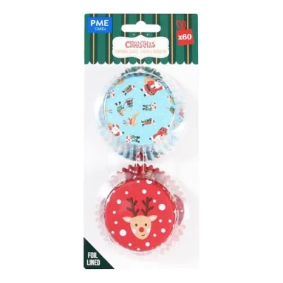Imagen de PME Navidad Cápsulas para Cupcakes forradas de Aluminio Santa y Rudolph (Set 60)