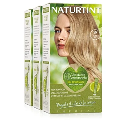 Imagen de Naturtint Biobased Coloración sin amoniaco 100% cobertura de canas Ingredientes vegetales Color natural y duradero 9N Rubio Miel Pack 3