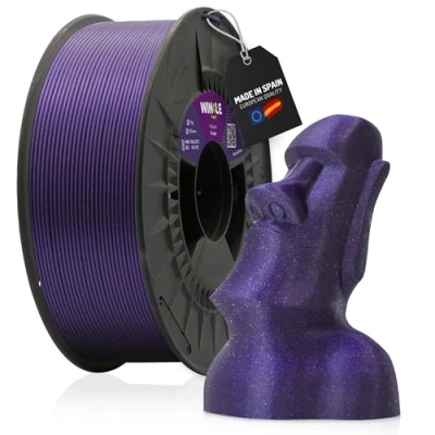 Imagen de WINKLE Filamento PLA HD Glitter (Partículas) Púrpura Impresora 3D 1,75mm 1kg Precisión Dimensional Aspecto Purpurina Bobina
