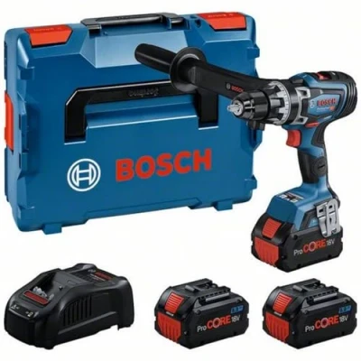 Imagen de Bosch Professional BITURBO GSR 18V 150 C Taladro atornillador inalámbrico (par máximo de Nm, velocidad rotación 2.200 min¹, incluye 3 baterías ProCORE 8,0 Ah, cargador GAL 1880 CV, en
