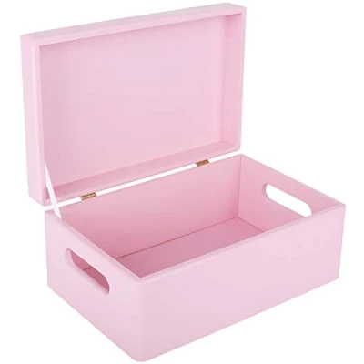 Imagen de Creative DECO Rosa Grande Caja Madera Decorativa Almacenaje con Tapa y Asas 30 x 20 14 cm (+/ 1cm) Cofre Navidad Decorar Regalo Decoupage Juguetes, Documentos, Objetos de Valor, Herramientas