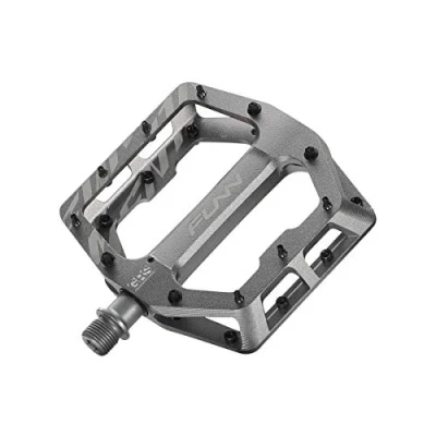 Imagen de Funn Funndamental Pedales Planos de Bicicleta Plataforma Ancha para BMX/MTB Montaña, Agarre Ajustable una Estabilidad Sobresaliente, Eje CrMo 9/16 Pulgadas (Gris)