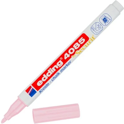 Imagen de edding 4085 marcador de tiza rosa pastel 10 rotuladores punta redonda 1 2 mm para cristal borrables pizarras, vidrio y espejos líquida cobertura opaca