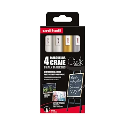 Imagen de Uni Ball Estuche Chalk Marker Marcadores de tiza líquida PWE 5M Set 4 GSW