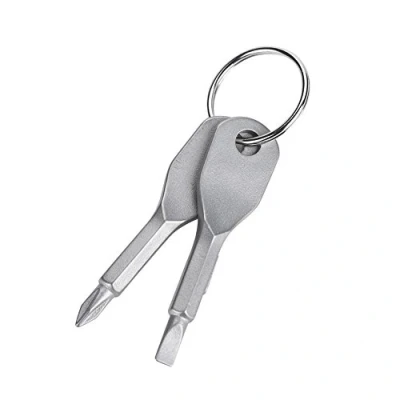 Imagen de juego de llaves Mini destornillador, cabeza plana portátil acero inoxidable y herramienta destornilladores Phillips EDC multifuncional eerieur bolsillo