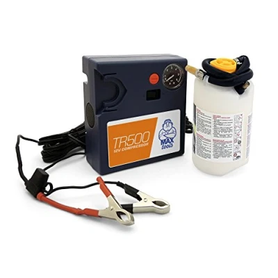 Imagen de MAXTOOLS TR500, Kit de Reparación Neumáticos para Autocaravanas y Camper, con Tecnología &quot;Valve Through&quot;, Arregla Repara todo tipo Neumático, Incluido un Potente Compresor Aire 12V