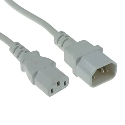 Imagen de ACT Cable IEC de 0,6 m, C13 a C14 Extensión IEC, Clavija Toma 3 Clavijas AK5243 Blanco