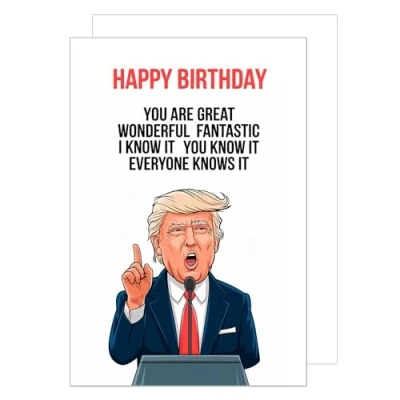 Imagen de Edition Seidel tarjeta de cumpleaños premium con sobre, felicitación, cumpleaños, felicitación para hombre y mujer, Trump Humor (G3724 SW025)