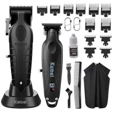 Imagen de KEMEI Set de cortapelos y recortadora profesional, recargable eléctrica para hombres